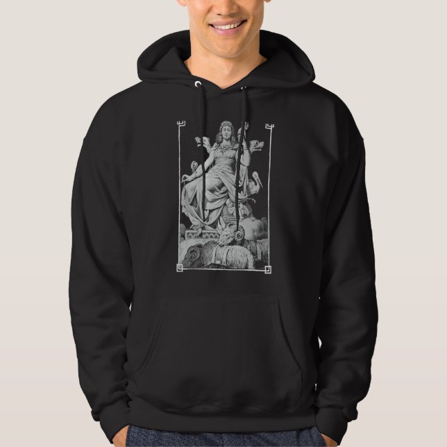 Frigga on Throne Norse Viking Mythology God Mother Hoodie (Front)