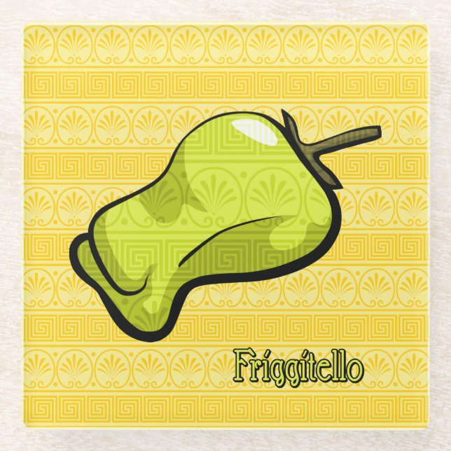 Friggitello Chili Pepper Glass Coaster (Front)