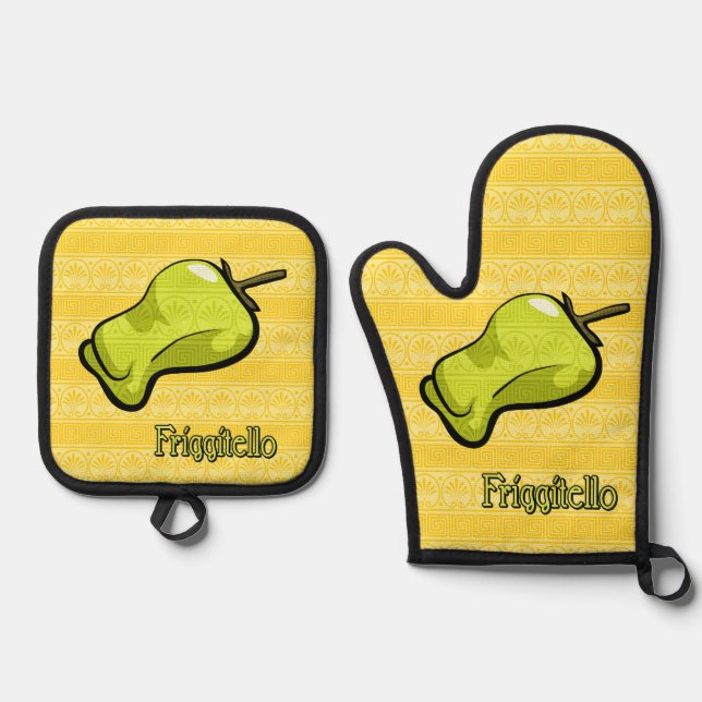 Friggitello Chili Pepper Oven Mitt & Pot Holder Set (Front)