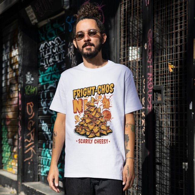 Fright-chos Halloween Spooky Nacho Joke Food Pun Tri-Blend Shirt (Creator Uploaded)