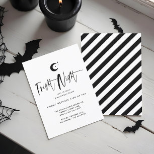 Fright Night Black Moon, Minimal Halloween Party Invitation