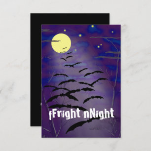 Fright Night Full Moon & Bats Halloween Party Invitation