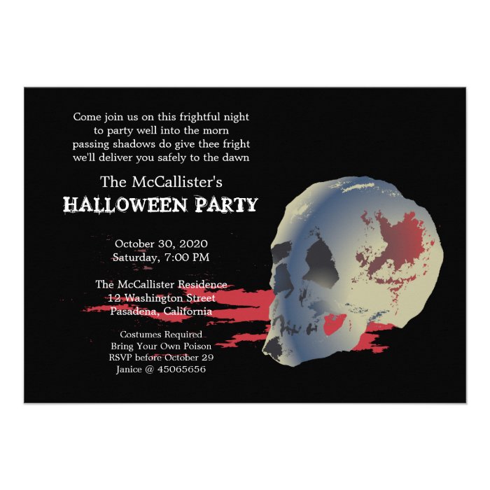 Fright Night Skull Halloween Costume Party Announcements