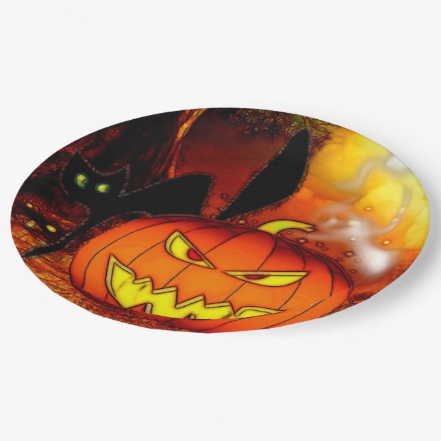 Fright Nights Halloween Party Paper Plates (Angled)