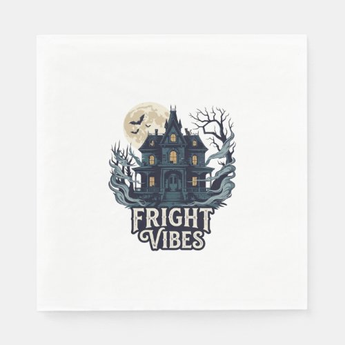 Fright Vibes Haloween Haunted House Full Moon Bats Napkins
