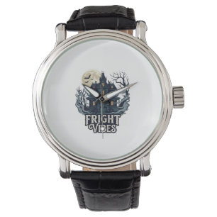 Fright Vibes Haloween Haunted House Full Moon Bats Watch