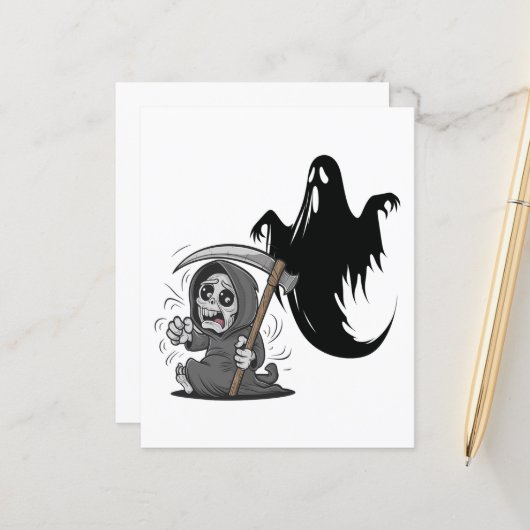 Frightened grim reaper and ghost. (Front/Back In Situ)