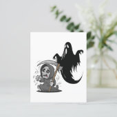 Frightened grim reaper and ghost. (Standing Front)