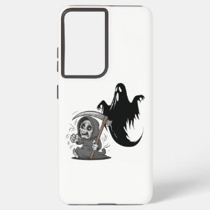 Frightened grim reaper and ghost. samsung galaxy s21+ case