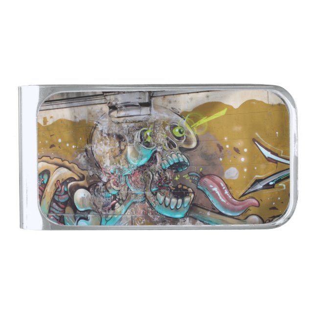 Frightened Skull Silver Finish Money Clip (Front)