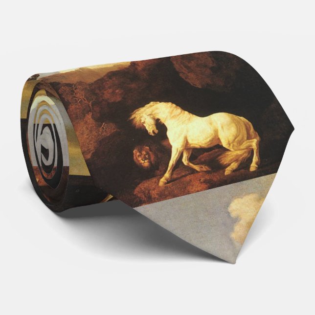 Frightened White Horse by A Lion Tie (Rolled)