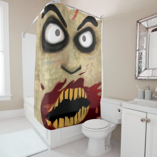 Frightening Zombie Face Shower Curtain