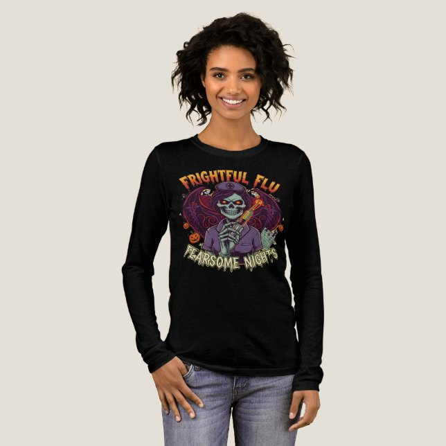 Frightful Flu Fearsome Nights Nurse Halloween Tri-Blend Shirt (Full Front)