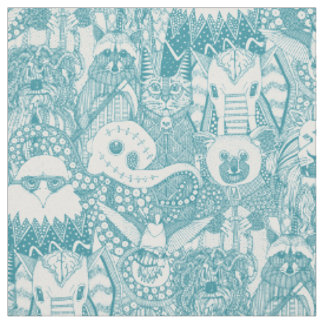 frightful friends lagoon blue fabric