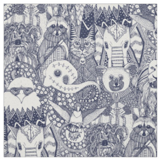 frightful friends navy blue fabric