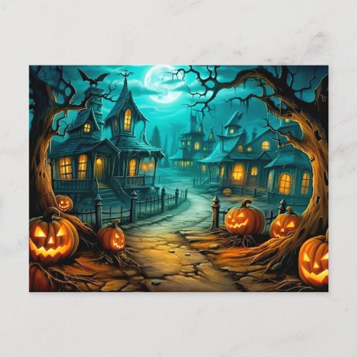 Frightful Halloween Haunted House After Midnight Postcard