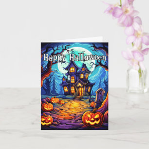 Frightful Haunted House   Happy Halloween Card