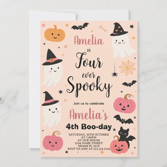 Frightfully Fun Four Halloween Birthday Invite (Front)