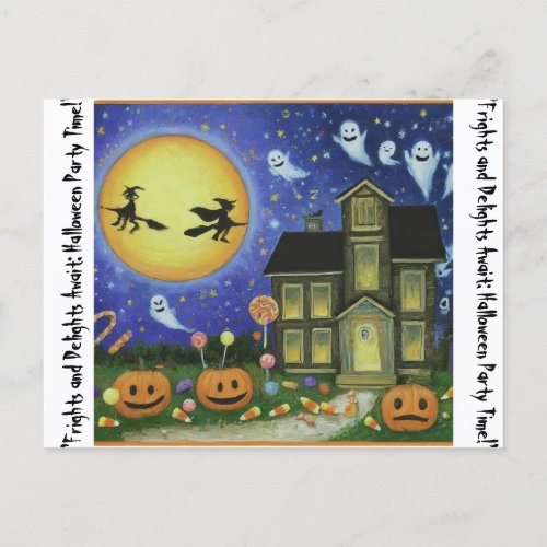 Frights and Delights Await Halloween Party Time Postcard