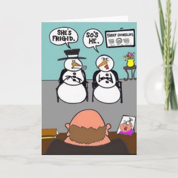 Frigid Snowman Holiday Card by Unique_Christmas at Zazzle