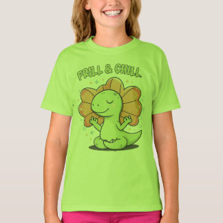 Frill & Chill Kawaii Dilophosaurus Dinosaur Zen Yo T-Shirt