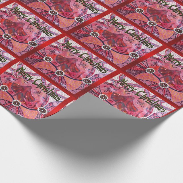Frill-Neck Lizard Christmas Wrapping Paper (Corner)