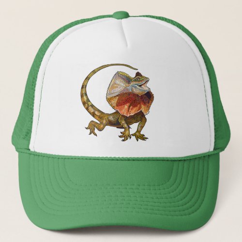 frill necked lizard trucker hat