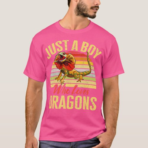 Frilled Lizard Just A Boy Who Loves Dragons Herpet T_Shirt