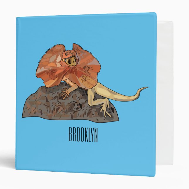 Frilled-neck lizard cartoon illustration 3 ring binder (Front/Inside)