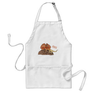 Frilled-neck lizard cartoon illustration adult apron