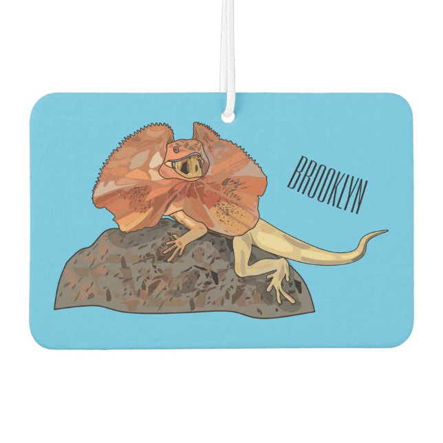 Frilled-neck lizard cartoon illustration air freshener (Front)