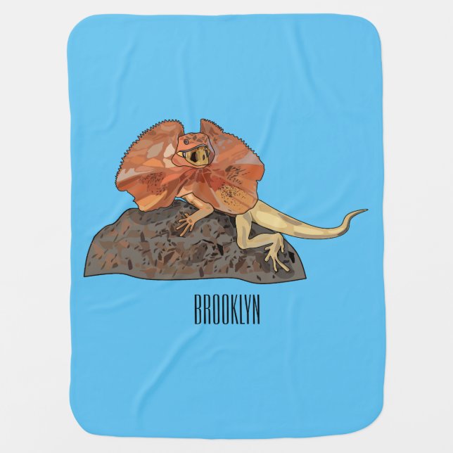 Frilled-neck lizard cartoon illustration baby blanket (Front)