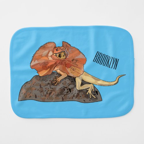 Frilled_neck lizard cartoon illustration baby burp cloth