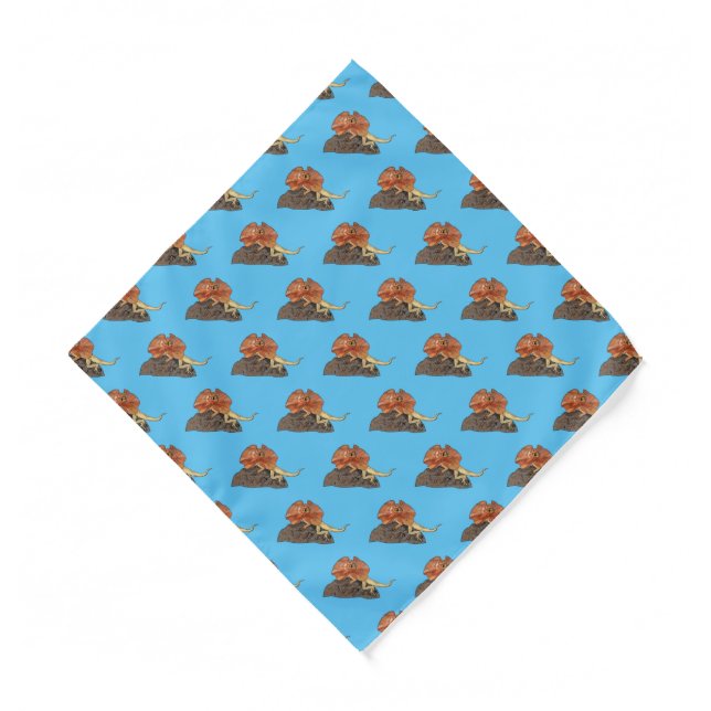 Frilled-neck lizard cartoon illustration bandana (Front)