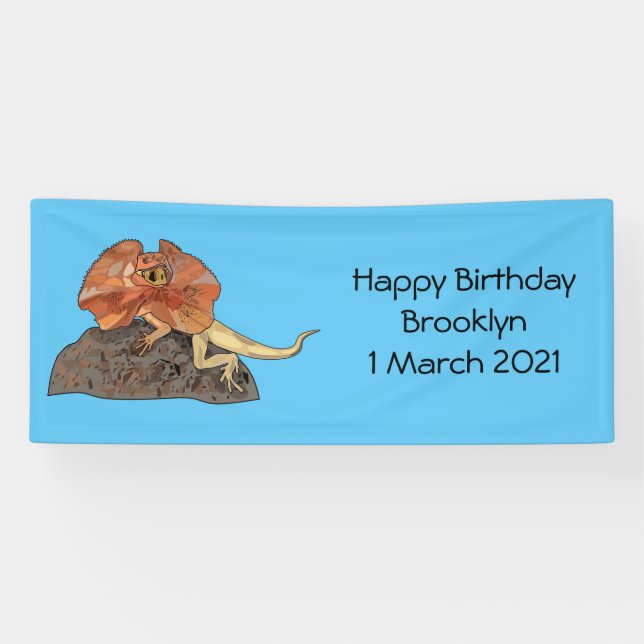 Frilled-neck lizard cartoon illustration banner (Horizontal)