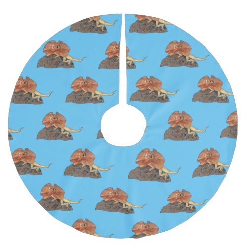 Frilled_neck lizard cartoon illustration brushed polyester tree skirt