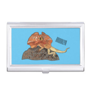 Frilled-neck lizard cartoon illustration business card case