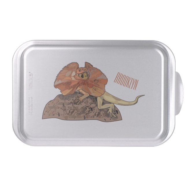 Frilled-neck lizard cartoon illustration cake pan (Front)