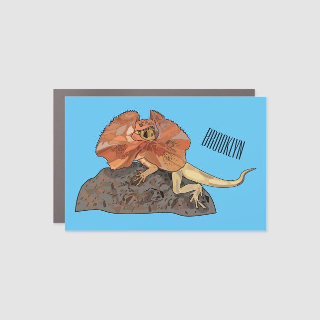 Frilled-neck lizard cartoon illustration car magnet (Front)