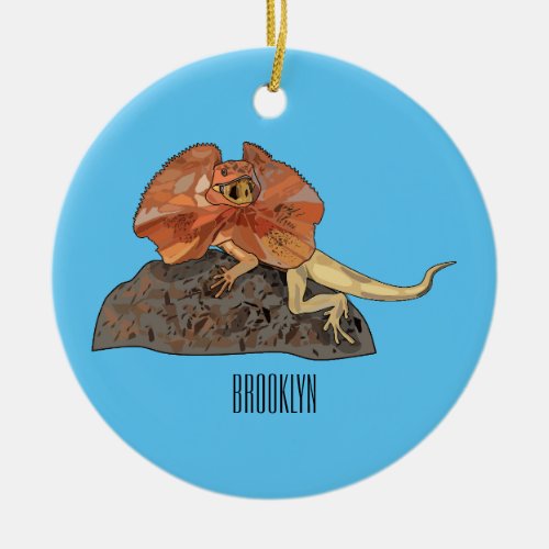 Frilled_neck lizard cartoon illustration ceramic ornament