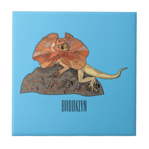 Frilled-neck lizard cartoon illustration ceramic tile