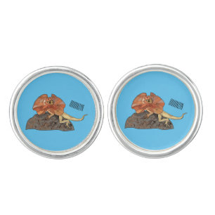 Frilled-neck lizard cartoon illustration cufflinks