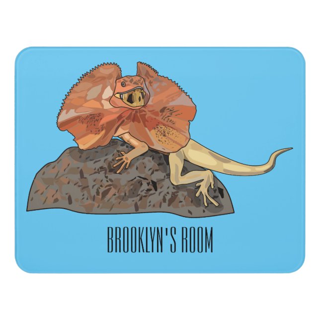 Frilled-neck lizard cartoon illustration door sign (Contemporary Front)