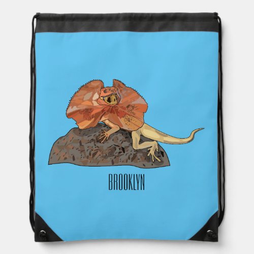 Frilled_neck lizard cartoon illustration drawstring bag