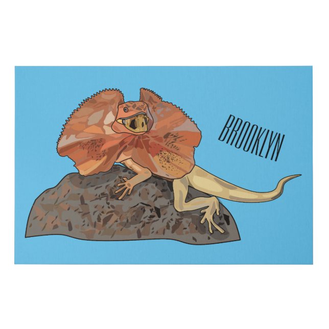 Frilled-neck lizard cartoon illustration faux canvas print (Front)