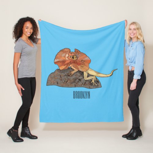 Frilled_neck lizard cartoon illustration fleece blanket