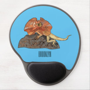 Frilled-neck lizard cartoon illustration gel mouse pad