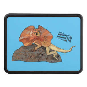 Frilled-neck lizard cartoon illustration hitch cover