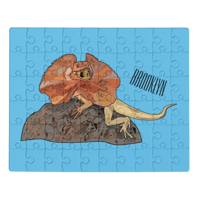 Frilled-neck lizard cartoon illustration jigsaw puzzle (Puzzle Horizontal)