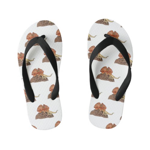 Frilled_neck lizard cartoon illustration kids flip flops